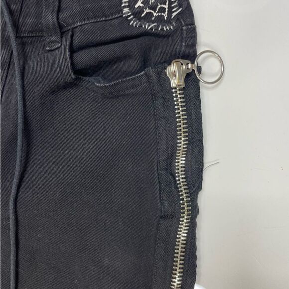 Dolls Kill Current Mood Miss Murder Lace Up Patch Denim Jeans Women Small - Picture 4 of 12